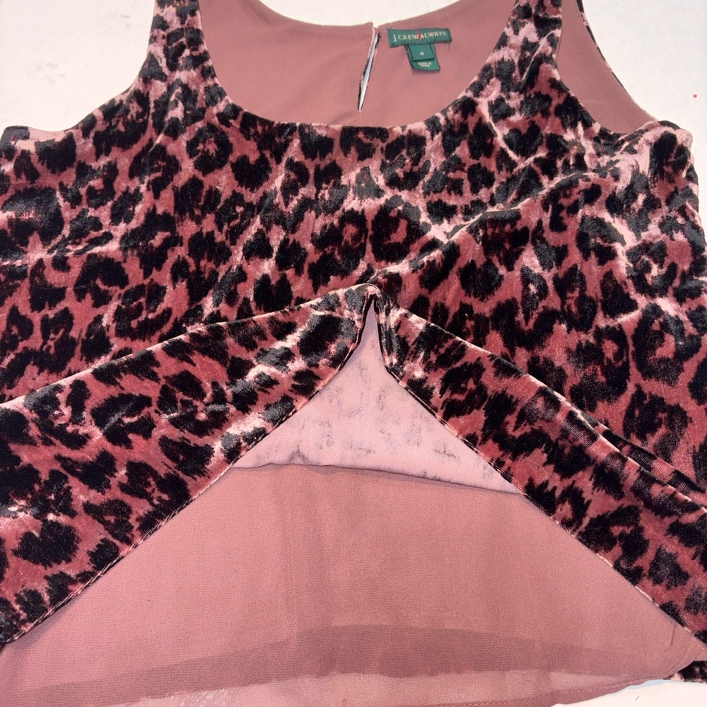 J.Crew "Always" tank top in a rose leopard print velvet fabric size 6 small med - Picture 9 of 10
